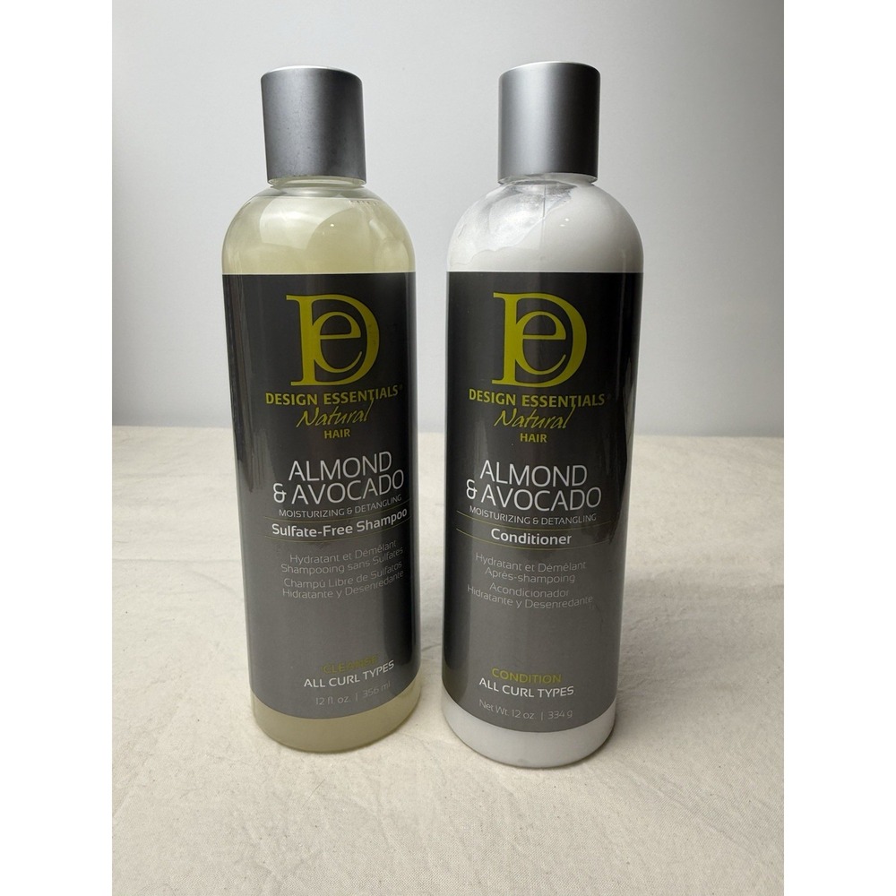 Design Essentials Natural Almond/Avocado Shampoo & Conditioner 2-Pack 12 oz NEW